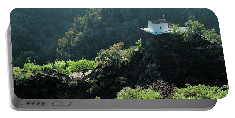 Lousa Portable Battery Charger featuring the photograph Chapel on Hill in Lousa by Angelo DeVal