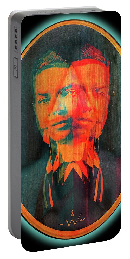 Wunderle Portable Battery Charger featuring the mixed media Charles D. Norton by Wunderle