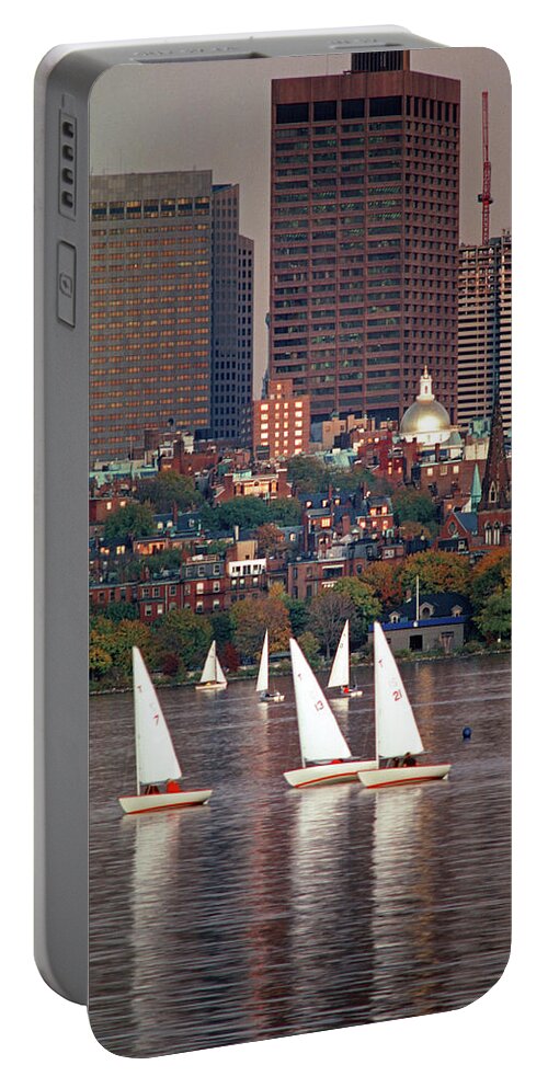 Charles River Portable Battery Charger featuring the photograph Charles River Sailboats by Nautical Chartworks