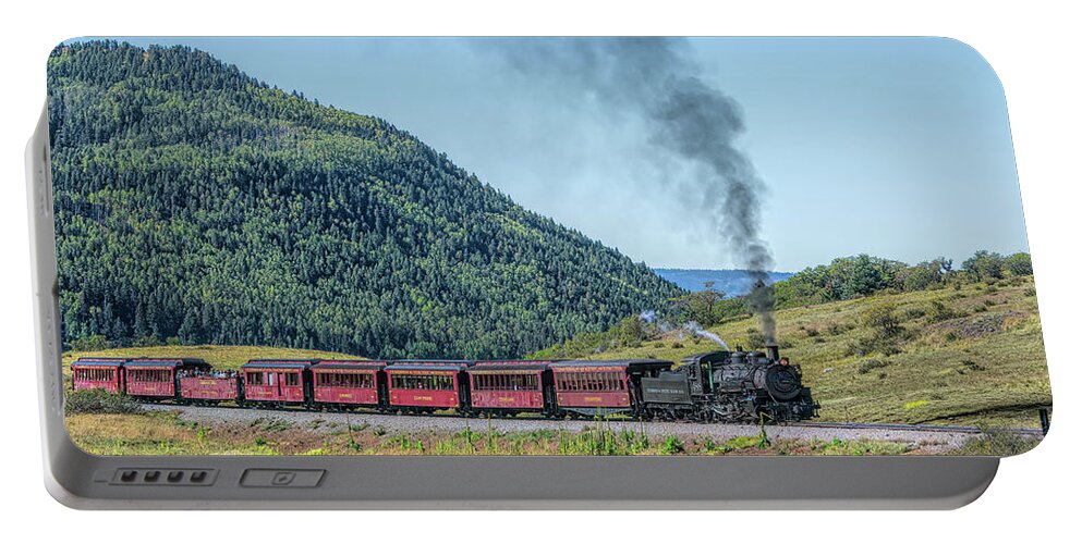 Chama Portable Battery Charger featuring the photograph Chasing the Cumbres and Toltec by Debra Martz