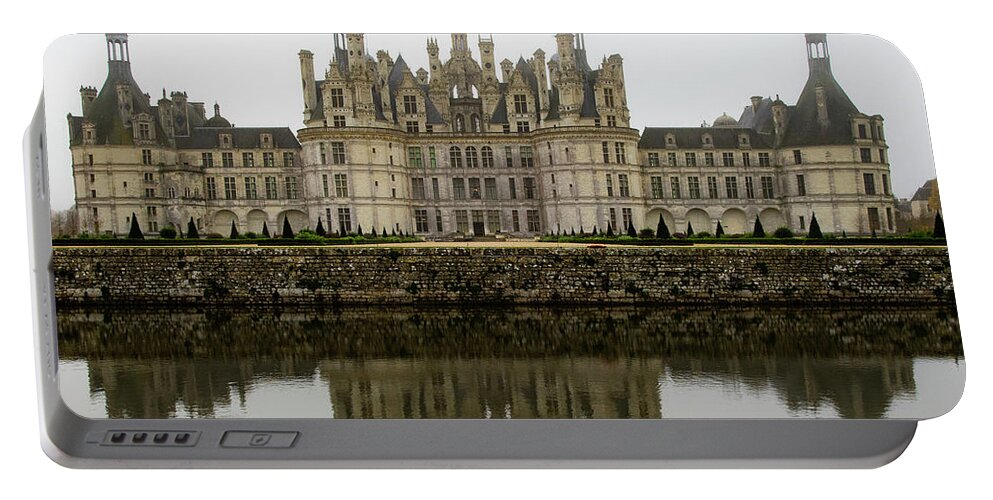 Chateau De Chambord Portable Battery Charger featuring the photograph Chateau de Chambord The Chamboard Castle Reflections by Wayne Moran