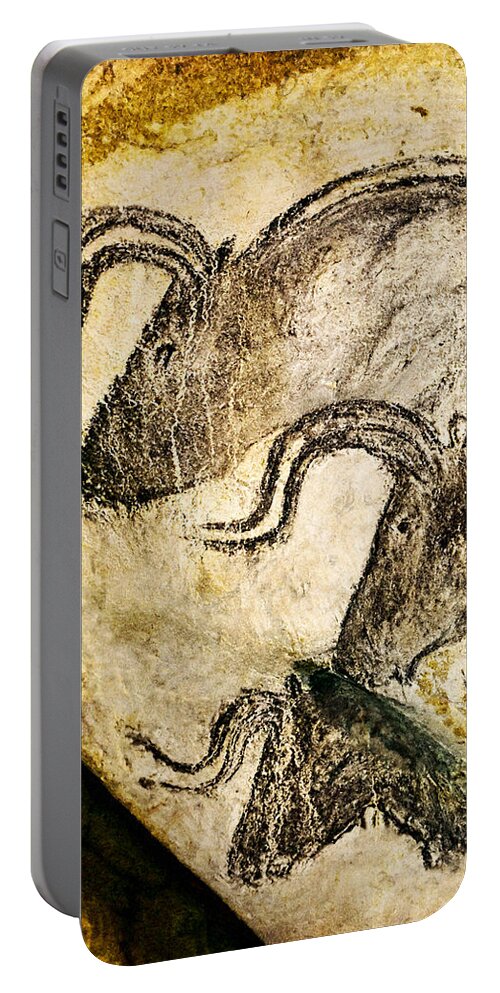 Chauvet Portable Battery Charger featuring the digital art Chauvet - Three Aurochs by Weston Westmoreland