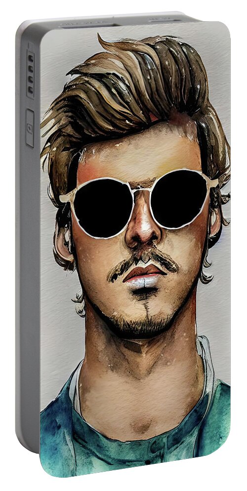 Wall Art Portable Battery Charger featuring the painting Cheap Sunglasses 17 by Bob Orsillo