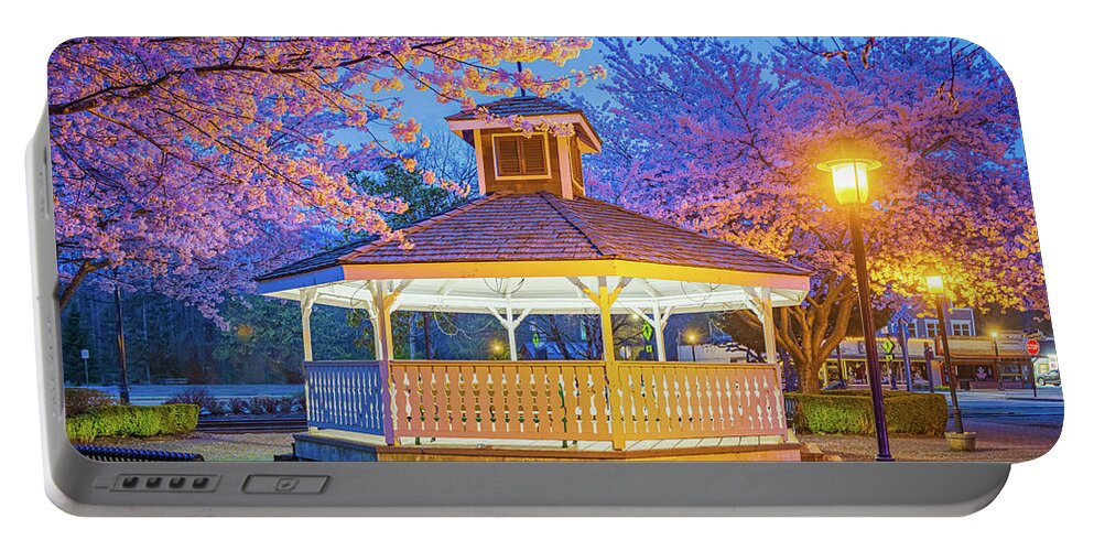America Portable Battery Charger featuring the photograph Cherry Blossom Gazebo by Inge Johnsson