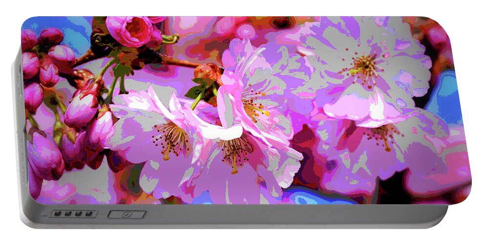 Blossom Portable Battery Charger featuring the digital art CherryBlossom Magic by Mimulux Patricia No