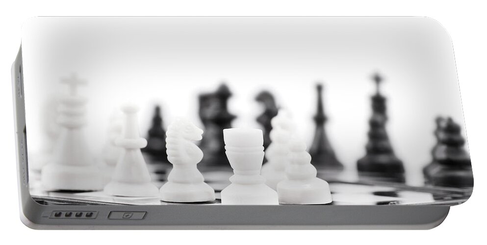 Chess Portable Battery Charger featuring the photograph Chess table by Mendelex Photography