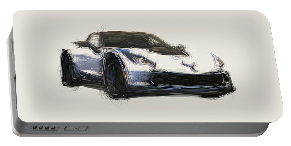 Chevrolet Portable Battery Charger featuring the digital art Chevrolet Corvette Carbon 65 Edition Car Drawing by CarsToon Concept