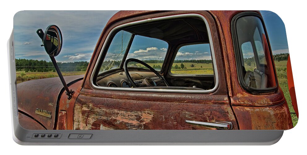 Truck Portable Battery Charger featuring the photograph Chevy Tanker Cab by Alana Thrower