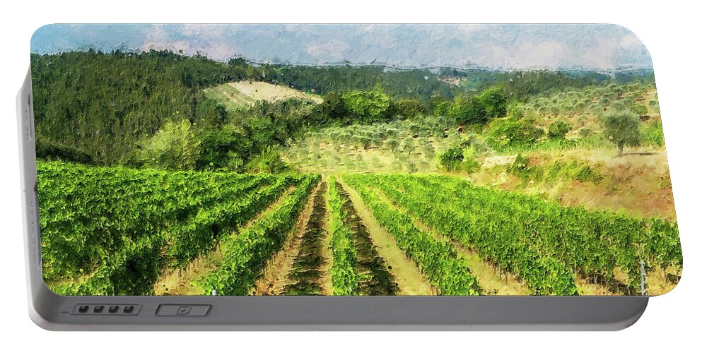 Tuscany Portable Battery Charger featuring the painting Chianti, Tuscany - 05 by AM FineArtPrints