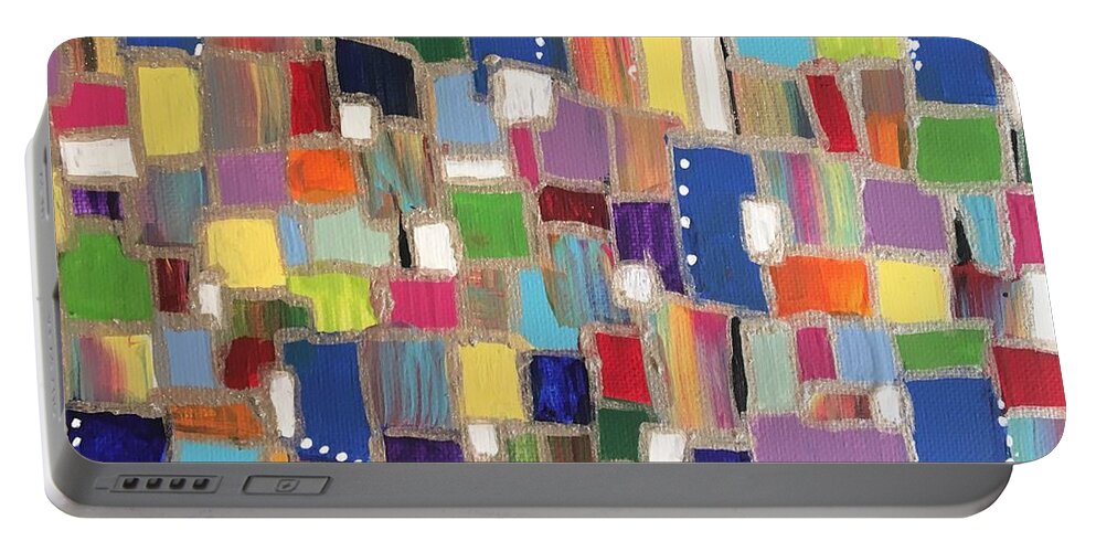 Abstract Portable Battery Charger featuring the painting Chiclets by Debora Sanders