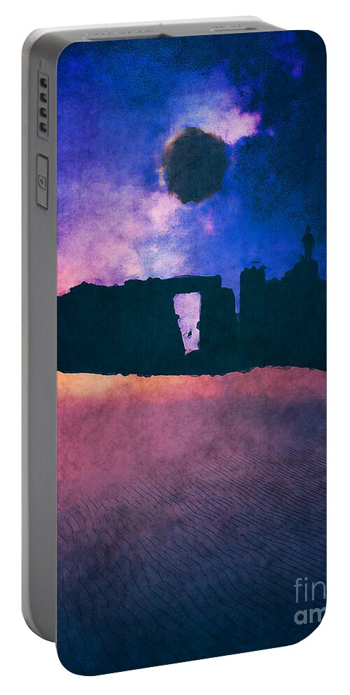 Stonehenge Portable Battery Charger featuring the digital art Child At Stonehenge by Phil Perkins
