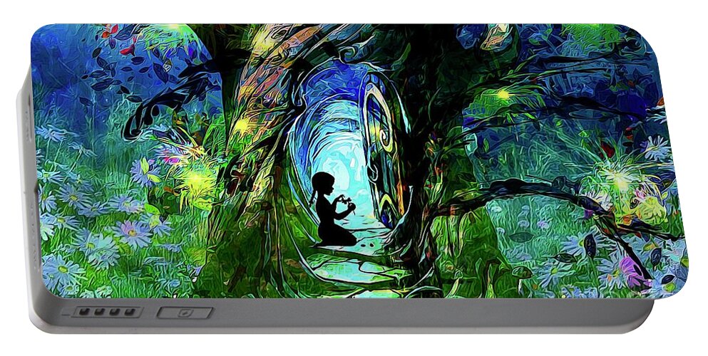 Childhood Dreams Portable Battery Charger featuring the digital art Childhood Dreams by Laurie's Intuitive