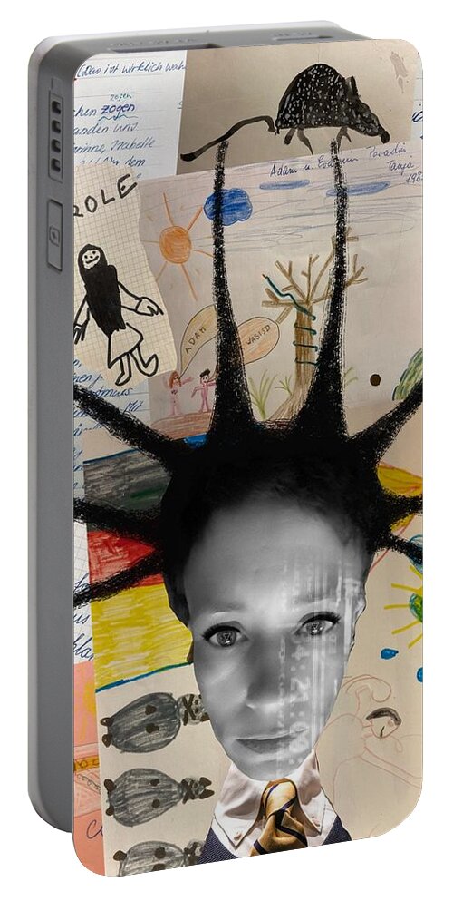 Collage Portable Battery Charger featuring the digital art Childhood by Tanja Leuenberger
