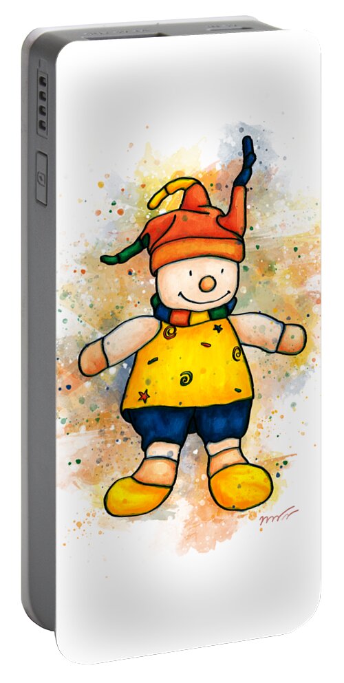 Children's Toy Portable Battery Charger featuring the painting Children's toy painting, clown toy by Nadia CHEVREL