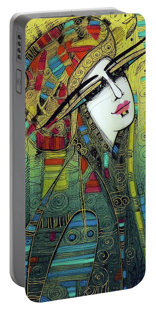 Albena Portable Battery Charger featuring the painting China girl by Albena Vatcheva