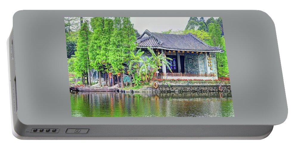 China Portable Battery Charger featuring the photograph China Lake House 2 by Bill Hamilton