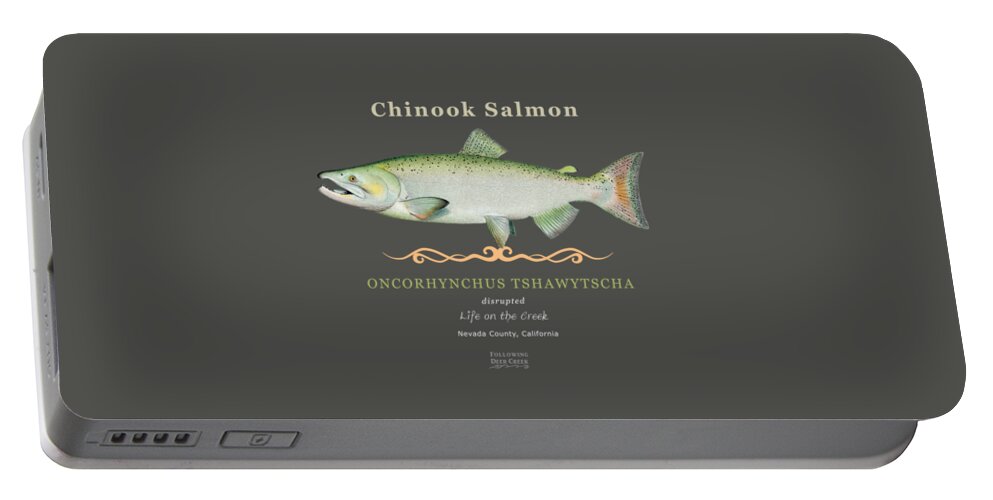 Chinook Salmon Portable Battery Charger featuring the digital art Chinook Salmon oncorhynchus tshawytscha by Lisa Redfern