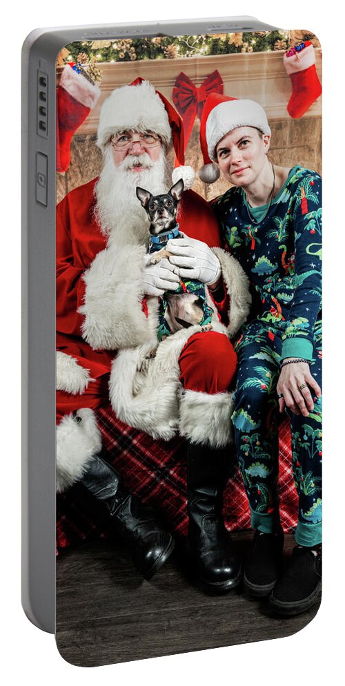 Chloe Portable Battery Charger featuring the photograph Chloe with Santa 3 by Christopher Holmes