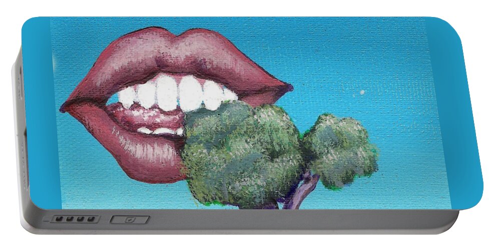 Mouth Portable Battery Charger featuring the painting Chomp by Vicki Noble