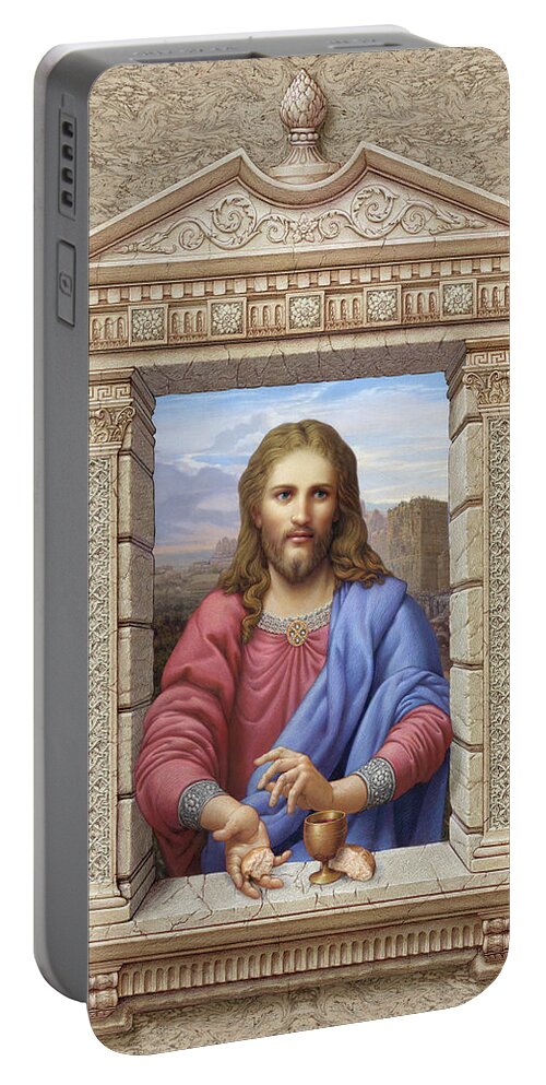 Christian Art Portable Battery Charger featuring the painting Christ by Kurt Wenner