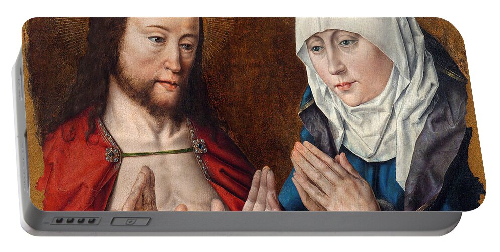 Aelbrecht Bouts Portable Battery Charger featuring the painting Christ appears to Mary by Aelbrecht Bouts