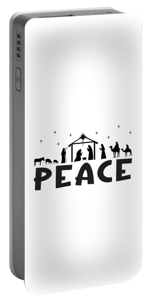 Christian Christmas Portable Battery Charger featuring the digital art Christian Christmas Nativity - Peace by Bob Pardue