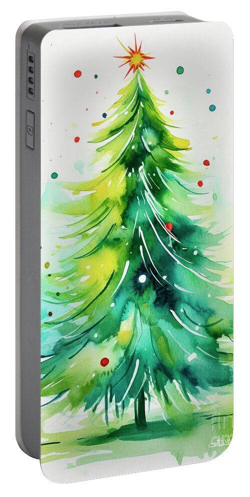 Digital Portable Battery Charger featuring the digital art Christmas Tree by Jutta Maria Pusl