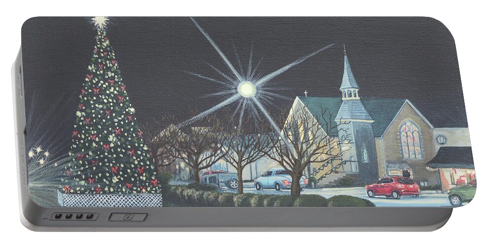 Christmastime Portable Battery Charger featuring the painting Christmastime in Leonardtown by Aicy Karbstein