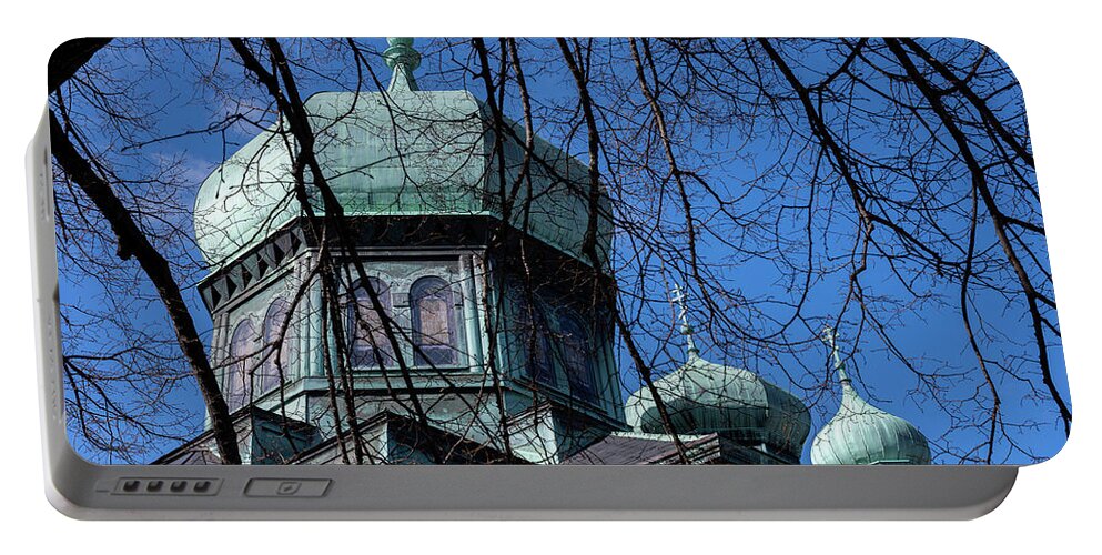 Russian Orthodox Church Portable Battery Charger featuring the photograph Church Steeples by Kevin Suttlehan