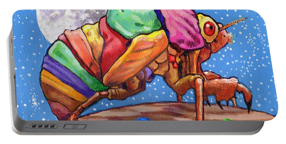 Cicadas Portable Battery Charger featuring the painting Cicadas Shell Palette by John Lautermilch