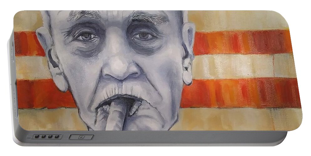 Man Portable Battery Charger featuring the painting Cigars and Stripes by Jean Cormier