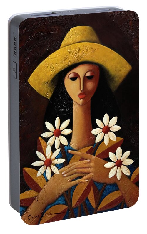 Puerto Rico Portable Battery Charger featuring the painting Cinco Margaritas by Oscar Ortiz