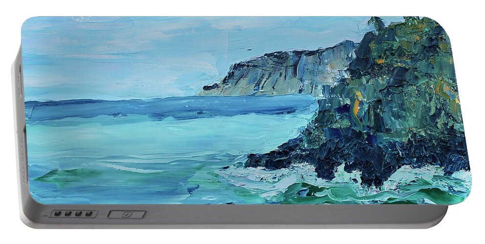 Seascape Portable Battery Charger featuring the painting Cinque Terre 1 by Teresa Moerer