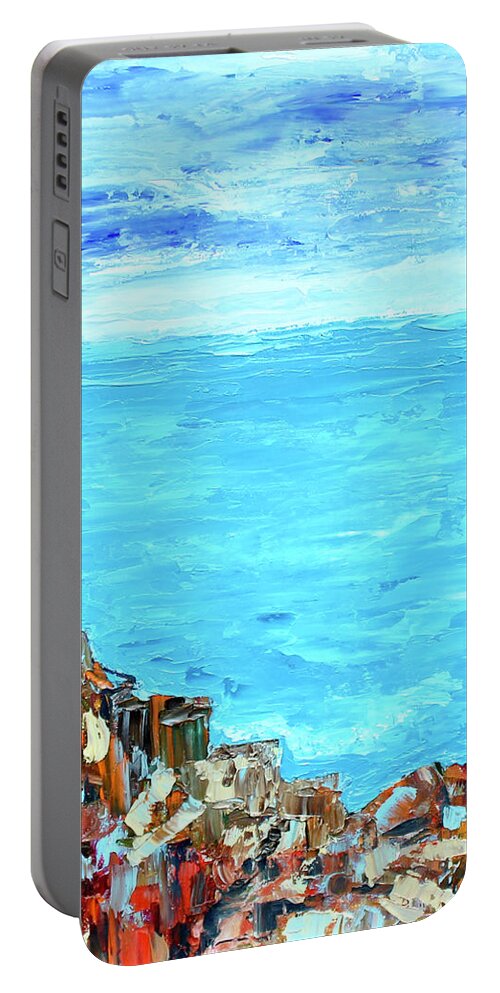 Landscape Portable Battery Charger featuring the painting Cinque Terre 2 by Teresa Moerer