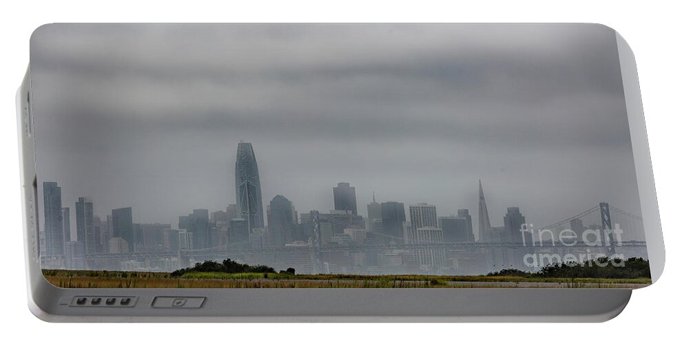 San Francisco Portable Battery Charger featuring the photograph City in the Clouds by Erin Marie Davis
