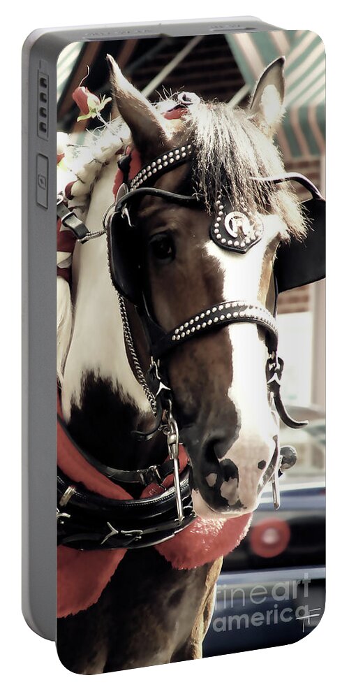 City Market Portable Battery Charger featuring the photograph City Market Horse by Theresa Fairchild