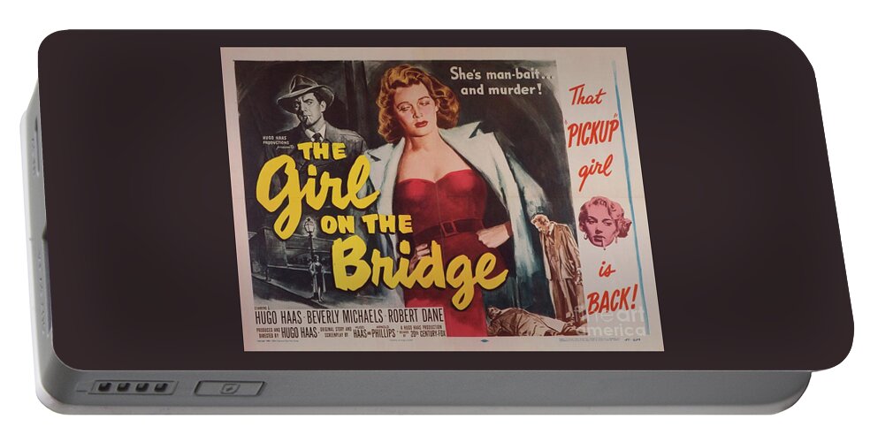 Girl Portable Battery Charger featuring the painting Classic Movie Poster - The Girl on the Bridge by Esoterica Art Agency