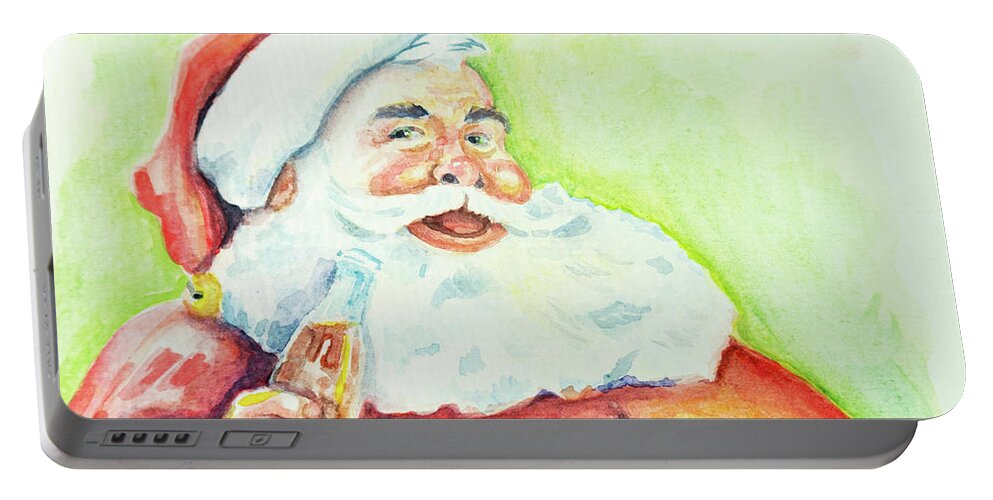 Coke Portable Battery Charger featuring the painting Classic Santa Clause with Coca-Cola by Brett Hardin