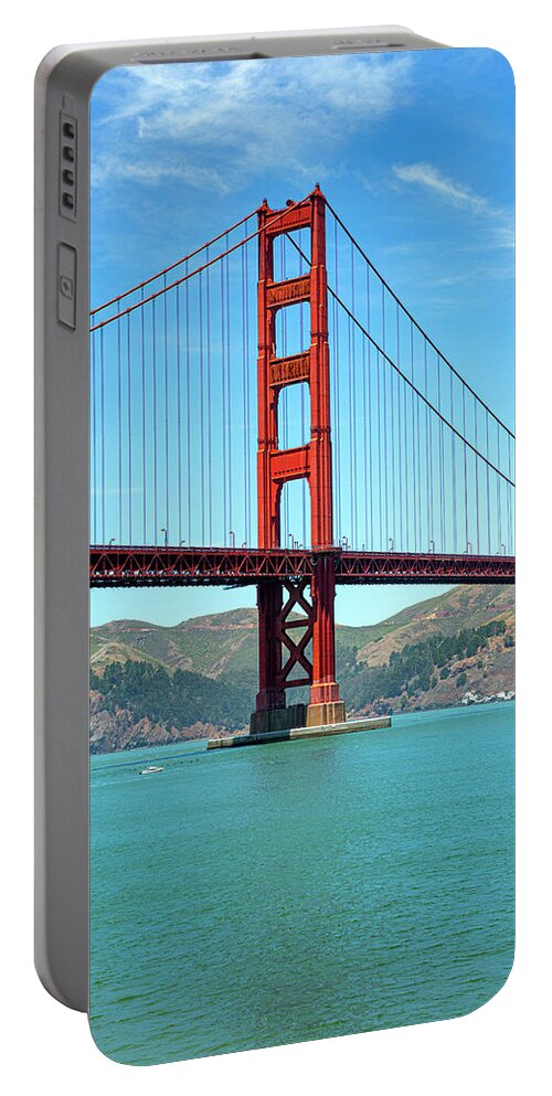Golden Gate Bridge Portable Battery Charger featuring the photograph Classic South Tower Golden Gate Bridge by Bonnie Follett