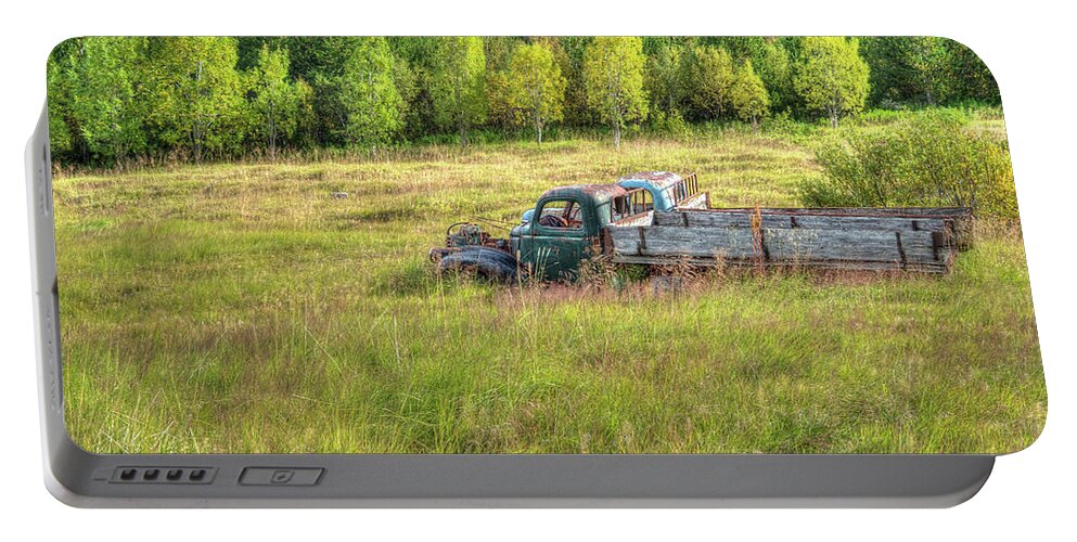 Ford Chevy Portable Battery Charger featuring the photograph Classics in Retirement Iceland Style by Kristia Adams