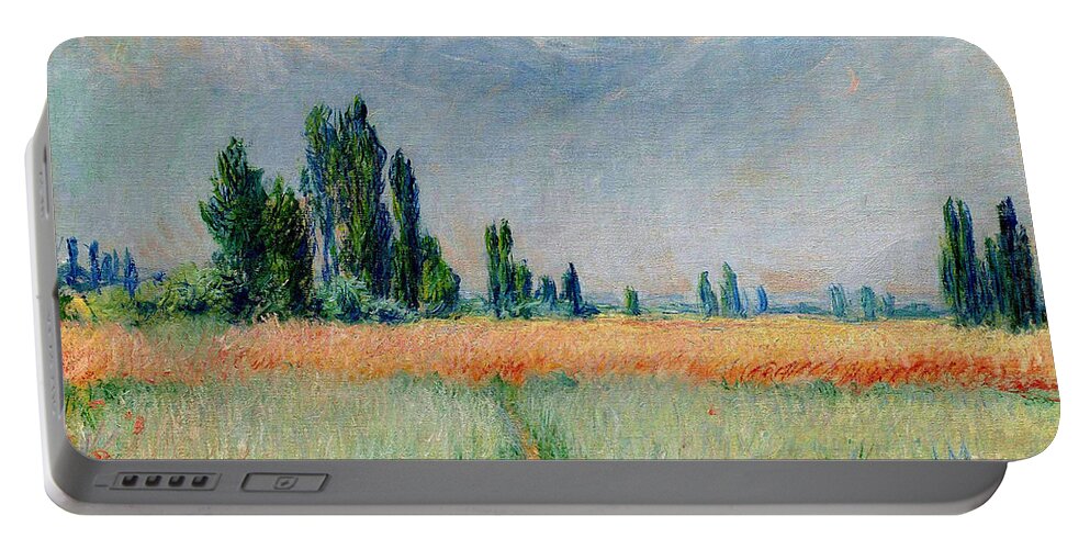 Impressionism Portable Battery Charger featuring the painting Claude Mone The Wheat Field by MotionAge Designs