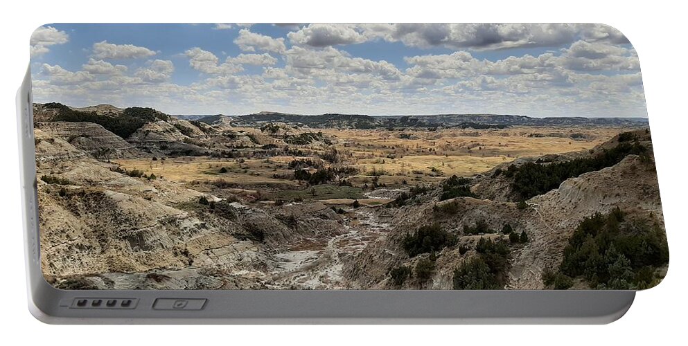 Badlands Portable Battery Charger featuring the photograph Clay Buttes to Prairie by Amanda R Wright