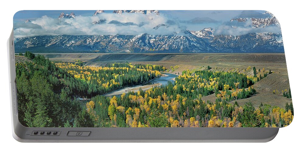 Dave Welling Portable Battery Charger featuring the photograph Clearing Storm Snake River Overlook Grand Tetons Np by Dave Welling
