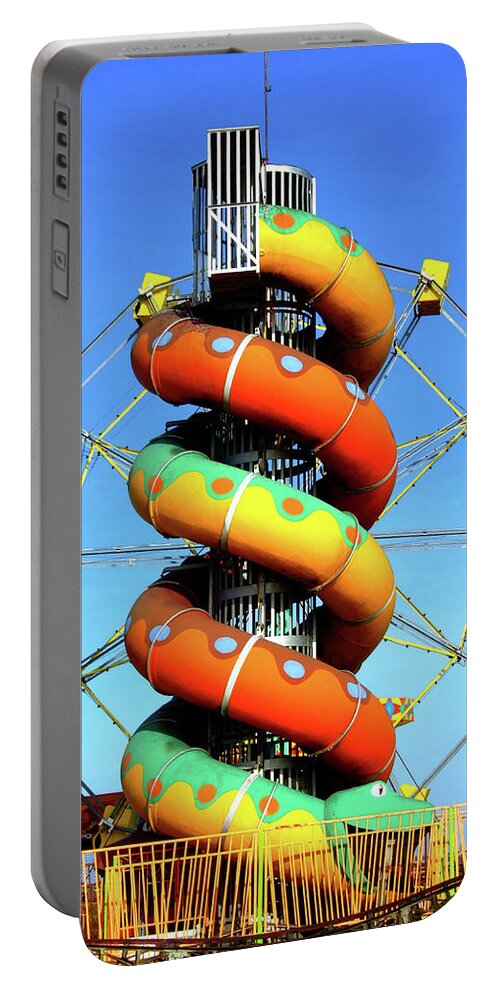Cleethorpes Portable Battery Charger featuring the photograph CLEETHORPES. Fairground On The Beach by Lachlan Main