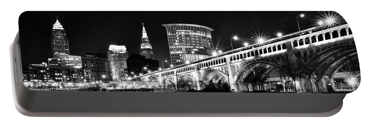 Cleveland Portable Battery Charger featuring the photograph Cleveland Skyline by Frozen in Time Fine Art Photography