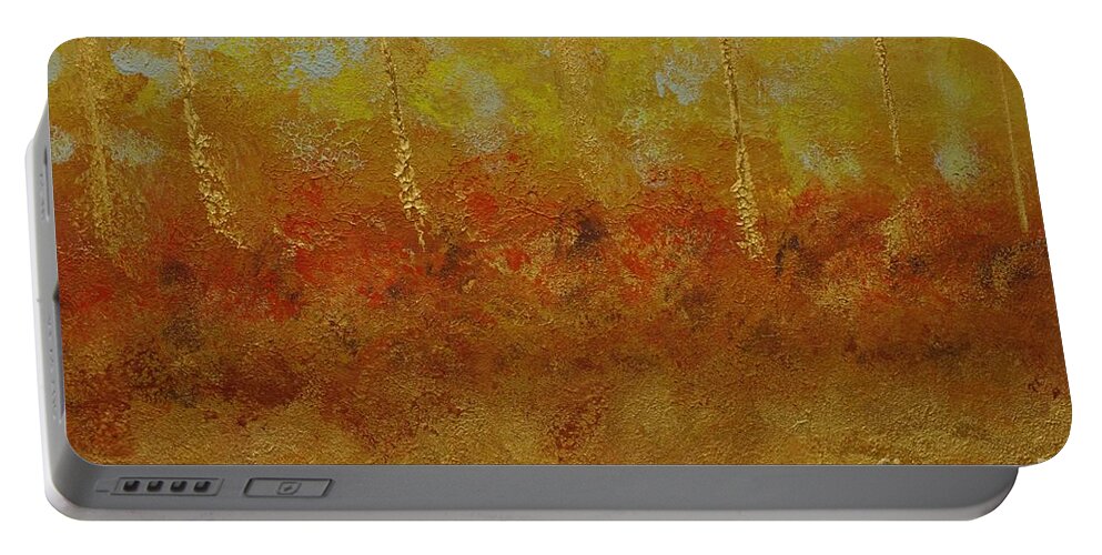Abstract Portable Battery Charger featuring the painting Skies Over Western Wildfires by Jimmy Clark