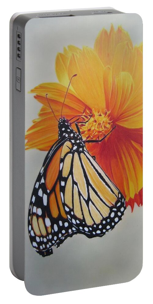 Monarch Portable Battery Charger featuring the drawing Climb Every Flower by Kelly Speros
