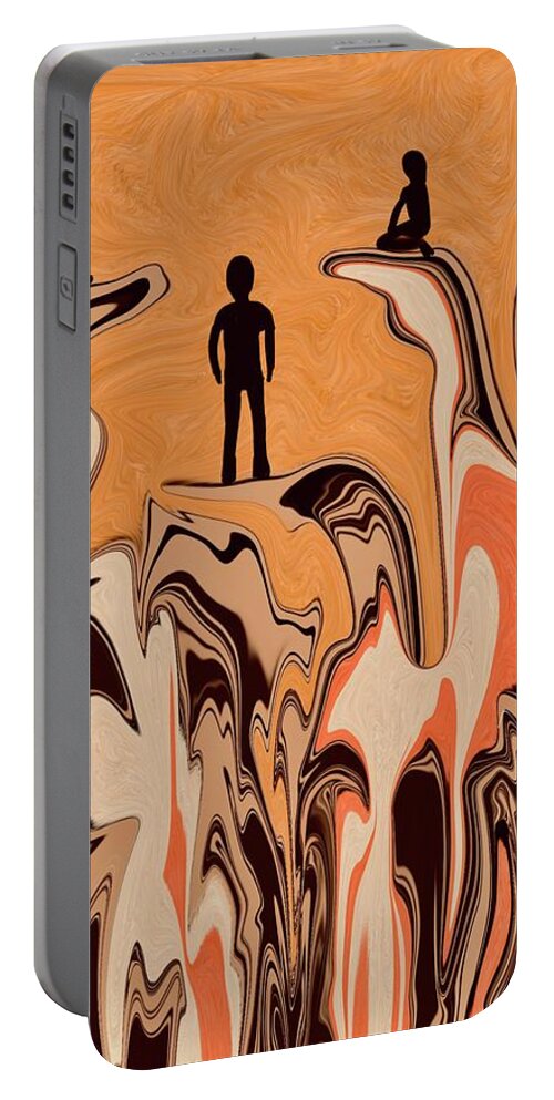 Climbing Portable Battery Charger featuring the digital art Climbing a mountain by Elaine Hayward