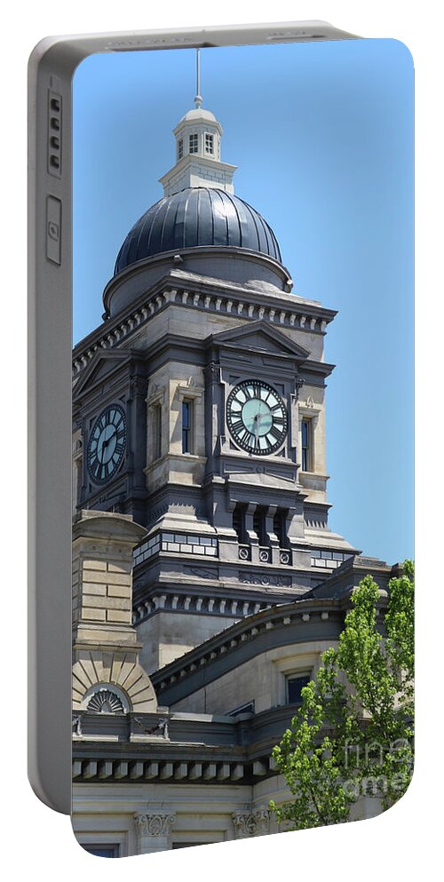 Clinton Portable Battery Charger featuring the photograph Clinton County Courthouse in Frankfort Indiana 7465 by Jack Schultz