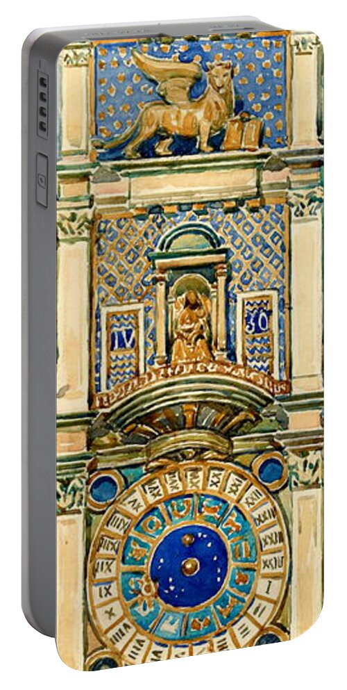Clock Tower Portable Battery Charger featuring the painting Clock Tower, Saint Mark Square, Venice by Maurice Prendergast
